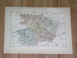 1887 Antique Original Map Of Department Of MAINE-ET-LOIRE Angers / France - £17.13 GBP