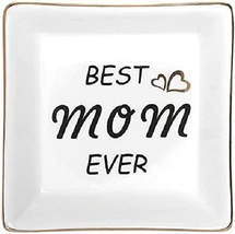 NEW Best Mom Ever Ceramic Trinket Dish Jewelry Tray Ring Holder 4 in. gi... - $10.95