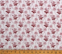 Cotton Red Trailing Vine White Civil War Scarlett Fabric Print by Yard D409.12 - £9.40 GBP