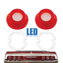 64 Chevy Impala Red Clear LED Rear Back Up Reverse Light Lenses &amp; Gasket... - $89.95