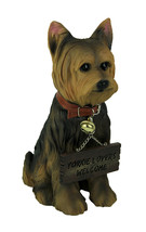 Scratch &amp; Dent Yorkie Dog with Double Sided Sign Indoor Outdoor Statue - £43.38 GBP