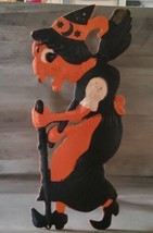 Vintage Halloween Witch Germany Cardboard Cut Out Stand Up 1940-1960 Rar... - $140.04