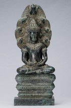 Ancien Bayon Style Khmer Assis Bronze Naga Méditation Bouddha - 57cm/23 &quot; - £1,657.80 GBP