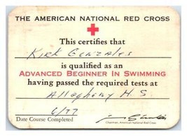 First Aid Card American Red Cross Lifeguard Allegheny High School Pittsb... - £11.82 GBP