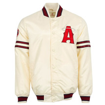 MLB Los Angeles Angels Vintage Ivory Satin Baseball Varsity Letterman Jacket - $143.80