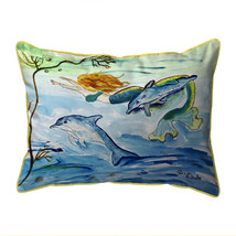 Betsy Drake Mermaid &amp; Dolphins Large Indoor Outdoor Pillow 16x20 - $47.03