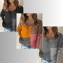 Fall/winter women&#39;s new sweater pullover round neck long sleeve contrast... - $45.14 CAD