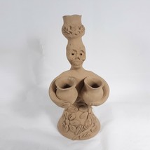 Skull Lady Folk Art Style Clay Figurine - £26.44 GBP