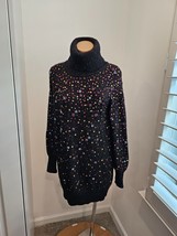 EMANUEL UNGARO  Black Fuzzy Dress/Long Sweater w/ Multi Color Crystals -... - £79.92 GBP