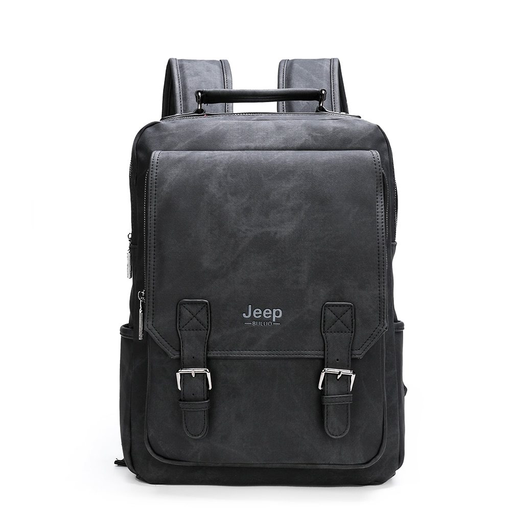 JEEP BULUO Men 15.6" Laptop School Bag Men Leather BackpaTravel Multi Male Mochi - $79.41