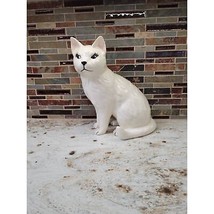 Vintage Cat Figurine, Ceramic Mold Hand Painted, White 12&quot; - £40.57 GBP