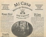 Mi Casa Mexican Restaurant &amp; Cantina Menu Breckenridge Colorado Trail Ma... - £17.13 GBP