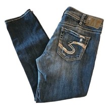 Silver Boyfriend Jeans Womens 32 Fluid Denim Distressed Torn Blue Grunge... - £17.00 GBP
