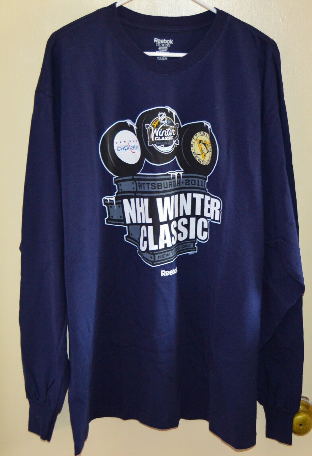 Reebok NHL Winter Classic Pittsburgh 2011 Blue Sweatshirt Size 2XL XXL Capitals - £31.02 GBP