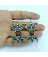 Kabyle Earrings Jewelry Handcrafted African Silver Enamel Coral Red 925 Berber
