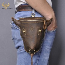 Hick crazy horse leather men retro travel belt fanny waist bag pack design hook bum hip thumb200