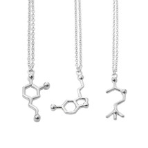 MOLECULE NECKLACE 1&quot; Biochemistry Charm Science Serotonin Dopamine Acetylcholine - £6.37 GBP