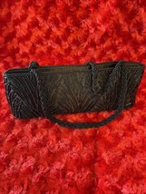 Vintage La Regale Black Beaded Evening Bag Clutch Or Wrist Beaded Handles - £22.41 GBP