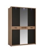 Large Tall 3 Door Triple Wardrobe With Mirror LED Lights Shelves Clothes... - £1,157.15 GBP