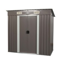Outdoor Metal Storage Shed 6x4 Grey | Sliding Doors, Robust - $262.99