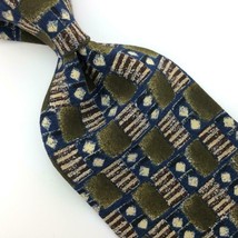 Mallory &amp; Church Tie Squares Checkered Brown Blue Beige Silk Necktie Men I16-370 - £12.65 GBP