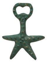 Rustic Verdigris Green Cast Iron Nautical Sea Star Starfish Glass Bottle Opener - £10.38 GBP
