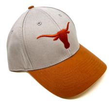 University Of Texas Longhorns Mascot Logo Grey Burnt Orange Curved Bill Hat Cap - £15.06 GBP