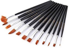 Lot of 12 Multiple size type Paint Brush Round Pointed Tip Nylon Hair Art Craft - £42.80 GBP