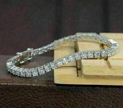 8ct Round Simulated Diamond Tennis Women&#39;s Bracelet 14K White Gold Plated Silver - £156.90 GBP