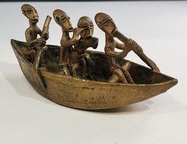 Vintage Brass Lost Wax Ashanti African Tribal Figurine Boat Canoe Hand Formed - £77.52 GBP