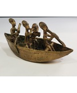 Vintage Brass Lost Wax Ashanti African Tribal Figurine Boat Canoe Hand F... - £77.86 GBP