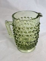 Vintage Fenton Green Glass Mini Hobnail Pitcher/Creamer w/Handle 3&quot; Tall - £14.70 GBP