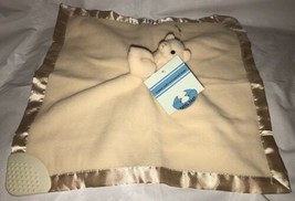 Hadel Baby Yellow Lovey Blanket Bear Fleece w/Satin Trim Rattle/Teether NWT 17&quot; - £11.27 GBP