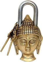 antique brass Padlock with Keys heavy duty buddha shape - £40.11 GBP