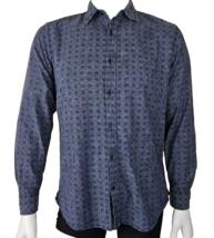 Diesel Denim Shirt Mens M Blue Medallion Print 100% Cotton Long Sleeve B... - $42.22