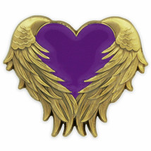 Purple Heart With Angel Wings Domestic Violence Chrons 3D Pin - £19.90 GBP