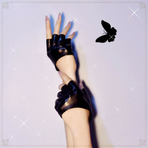 Women Short PU Leather Fingerless Gloves Gothic Bride Wedding Mittens Ho... - $10.99