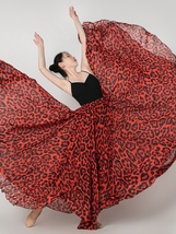 Red LEOPARD Chiffon Skirt Summer Chiffon Maxi Skirt Custom Plus Size Beach Skirt image 2