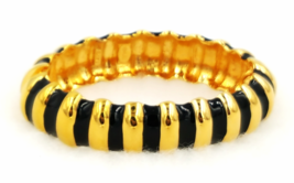 Kenneth Jay Lane Bracelet  Designer Vintage Black Enamel and Gold  Zebra Striped - $48.00