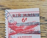 US Stamp US Air Mail 6c Used C39 Bar Circle Cancel - £0.73 GBP
