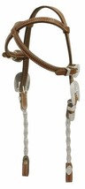 Western Show Horse Bridle Criss Cross Crown 2 Ear Headstall w/ Silver + ... - £43.95 GBP