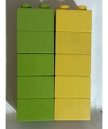 Lego Duplo 2x2 Lot Of 10 Pieces Parts Yellow Green - $6.92