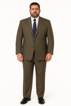 VTG 80s Calvin Klein Brown Plaid Wool Suit Made In France 48R - $248.95