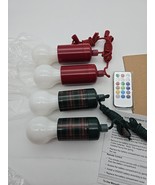 4 NEW Remote Control LED Lights Hanging Bulbs Red Green Plaid Holiday Ch... - $29.00