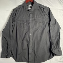 Helix Shirt Men’s LG Button Up Large Black Long Sleeve Cotton Spandex Ca... - $9.88