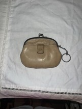 Vintage Tan Leather Kiss Lock Coin Purse Change Purse Kiss Snap Closure ... - £14.41 GBP