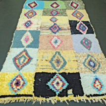 RugVintage Boucherouite Morrocan Rag Rug Morocco Berber Boucherouite Carpet - £210.42 GBP