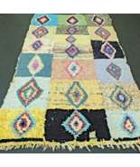 RugVintage Boucherouite Morrocan Rag Rug Morocco Berber Boucherouite Carpet - £209.43 GBP