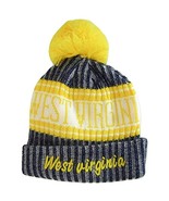 West Virginia Plush Lined Embroidered Winter Knit Pom Beanie Hat (Navy/G... - £12.74 GBP