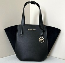 New Michael Kors Portia small Tote Leather and Suede Black with Dust bag - £70.65 GBP